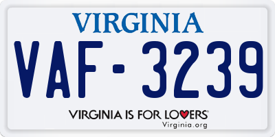 VA license plate VAF3239