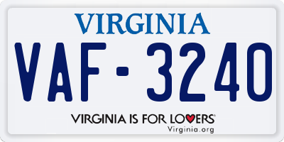 VA license plate VAF3240