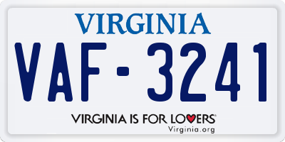VA license plate VAF3241