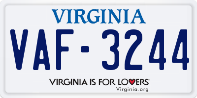VA license plate VAF3244