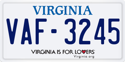 VA license plate VAF3245