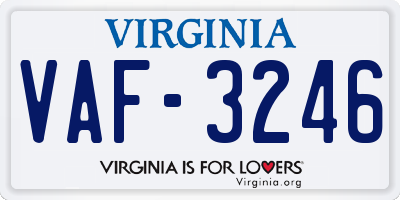 VA license plate VAF3246