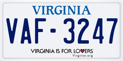 VA license plate VAF3247