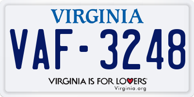 VA license plate VAF3248