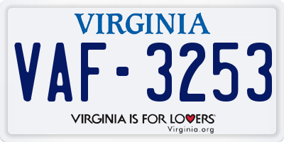 VA license plate VAF3253