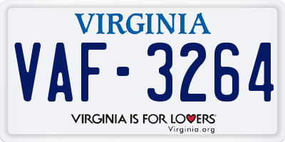 VA license plate VAF3264