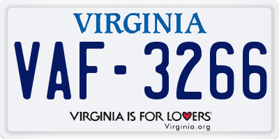 VA license plate VAF3266
