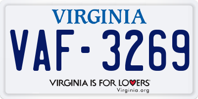 VA license plate VAF3269