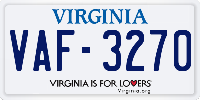 VA license plate VAF3270