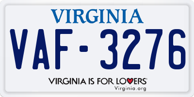 VA license plate VAF3276