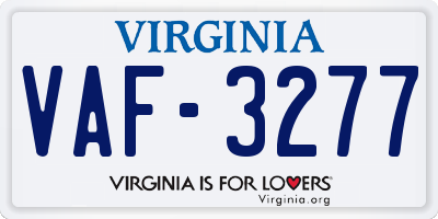 VA license plate VAF3277