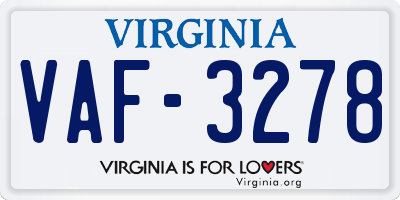 VA license plate VAF3278