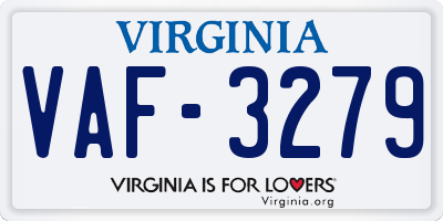 VA license plate VAF3279