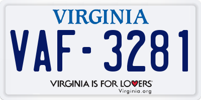 VA license plate VAF3281