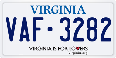 VA license plate VAF3282