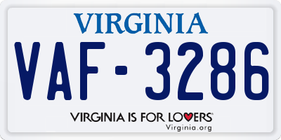 VA license plate VAF3286