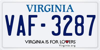 VA license plate VAF3287