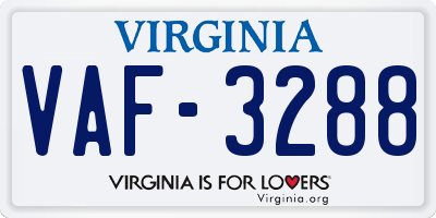 VA license plate VAF3288