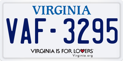 VA license plate VAF3295