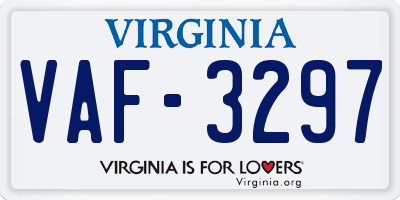 VA license plate VAF3297