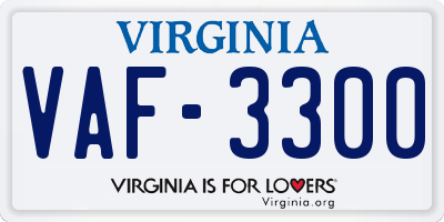 VA license plate VAF3300