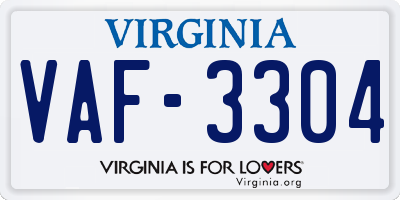 VA license plate VAF3304