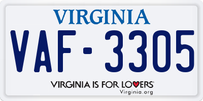 VA license plate VAF3305