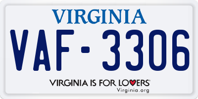 VA license plate VAF3306