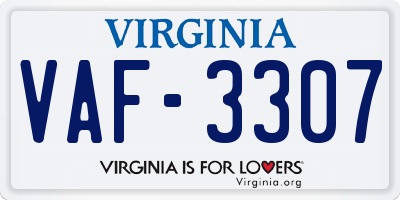 VA license plate VAF3307