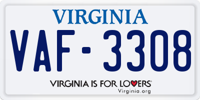 VA license plate VAF3308