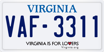 VA license plate VAF3311