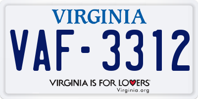 VA license plate VAF3312