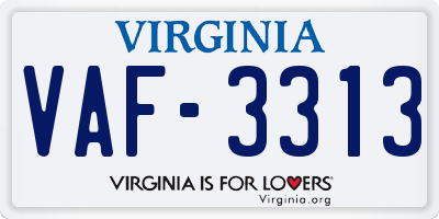 VA license plate VAF3313