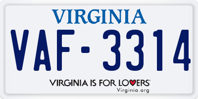 VA license plate VAF3314