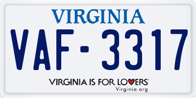 VA license plate VAF3317