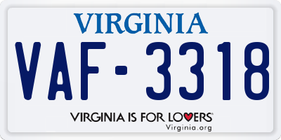 VA license plate VAF3318