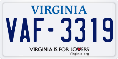 VA license plate VAF3319