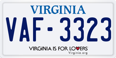 VA license plate VAF3323