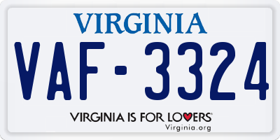 VA license plate VAF3324