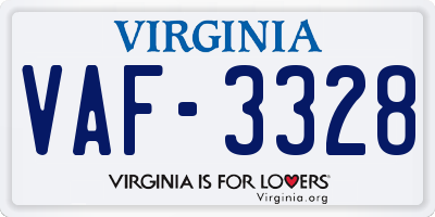 VA license plate VAF3328