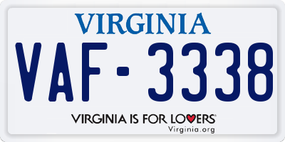 VA license plate VAF3338