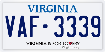 VA license plate VAF3339