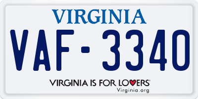 VA license plate VAF3340