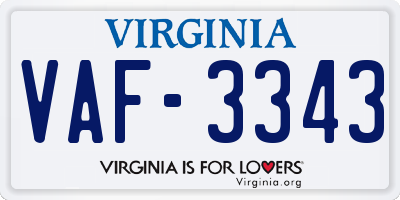 VA license plate VAF3343