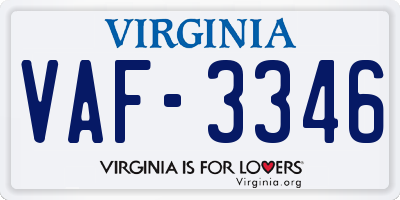VA license plate VAF3346