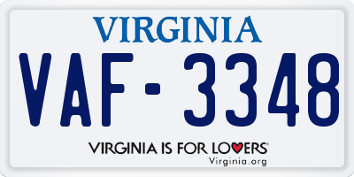 VA license plate VAF3348