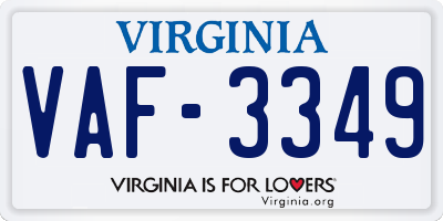 VA license plate VAF3349