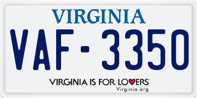 VA license plate VAF3350