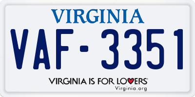 VA license plate VAF3351