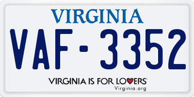 VA license plate VAF3352